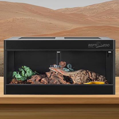 REPTI ZOO 50 Gallon PVC Reptile Enclosure, 36x18x18 inch Reptile Tank for Ball Python Bearded Dragon Snake Gecko, Reptile Terrarium Lounge Habitat with Glass Sliding Door & Top Screen Ventilation