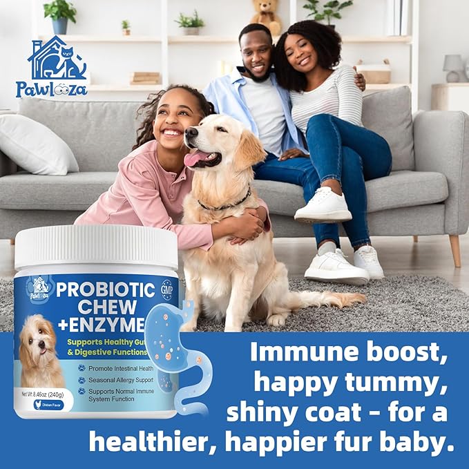 Probiotics Dog Allery Chews for Dogs, Improve Itchy Skin Itchy Ears, Yeast Balance, Gut Health, Probiotics (10 Billion CFU) for Dog Immune Health & Allergy Relief Chews + Vitamins Blend