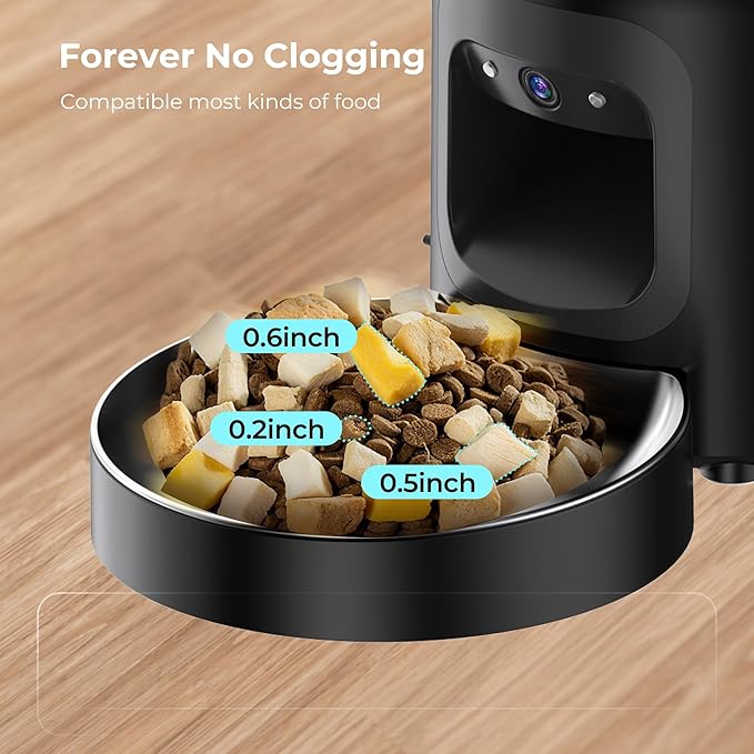 Smart Pet Feeder with 2K Dual Camera & AI Recognition, Dual Bowl Set,6L Automatic Cat Dog Feeder with App Control, 2.4G/5G WiFi, Voice Message, Pet Interaction, Motion Tracking, No Clog, Dual Power,