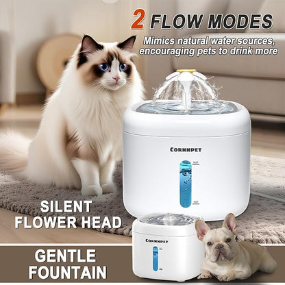 Cat Water Fountain 74Oz/2.2L - Dogs Drinking Waterer Bowls Indoor - Pet Water Fountain - Ultra Silent - Kitten Drinking Fountains with 3 Filters and 1 Mat