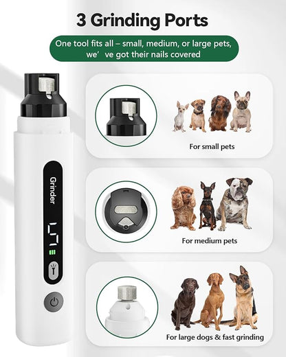 weini Dog Nail Grinder Upgraded-Professional 5-Speed Electric Rechargeable Pet Nail Trimmer Painless Paws Grooming & Smoothing, Sponge Dust Collection for Small Medium Large Dogs&Cats, White