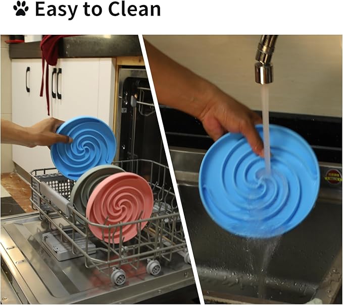 Slow Feeder Dog Bowls, Dishwasher Microwave Safe Silicone Puppy Puzzle Bowl with Non-Slip Design for Eating (Sky Blue)