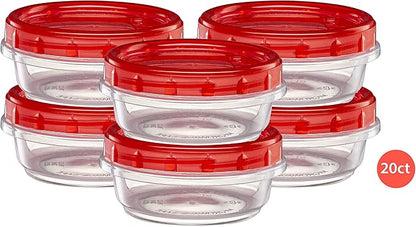 (8 Ounce 20 Pack) Twist cap Containers Clear Bottom With Red Top Screw on Lids Twist Top Food Storage Freezer Containers