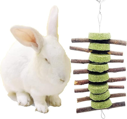 MYYZMY 3 Pcs Bunny Chew Toys, Rabbit Chew Toys for Teeth Grinding, Natural Organic Apple Wood Stick for Improve Rabbits Guinea Pigs Hamsters Dental Health