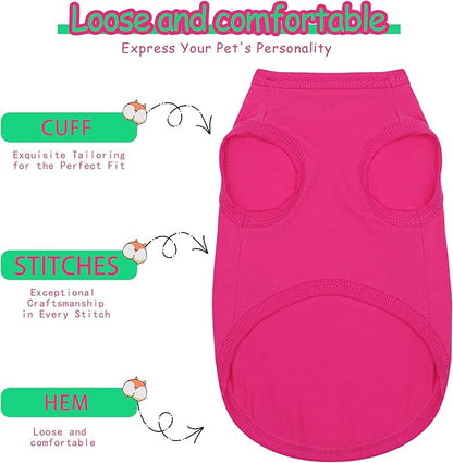Paiaite Dog Clothes Fashionable Sleeveless Pet Vest: 'Little Miss Sassy' Printed Cotton Dog Shirt, Ideal for Small, Medium, and Large Breeds, Ensuring Comfort and Breathability Orange Pink M