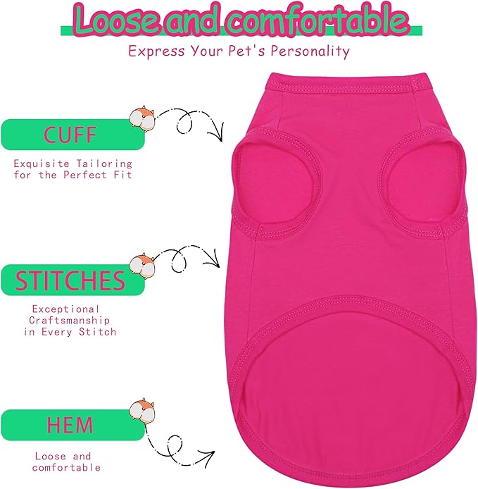 Paiaite Dog Clothes Fashionable Sleeveless Pet Vest: 'Little Miss Sassy' Printed Cotton Dog Shirt, Ideal for Small, Medium, and Large Breeds, Ensuring Comfort and Breathability Orange Pink XXL