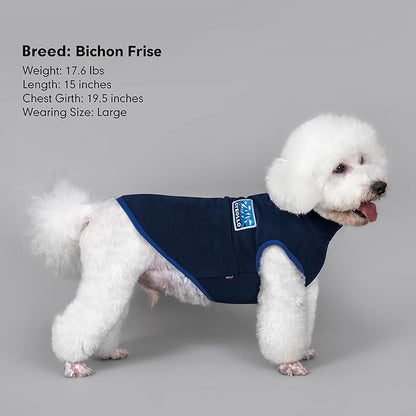 cyeollo Fleece Dog Sweater, Turtleneck Dog Sweatshirt Stretchy Pullover Fleece Vest Warm Winter Fall Clothes for Small Dogs Boy Pet Apparel, Navy Blue M