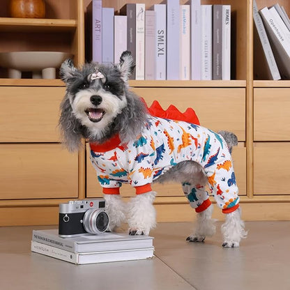 CuteBone Dinosaur Costume Dog Pajamas, Stretchy Spandex Crystal Velvet Sleepwear Coat for Small Dogs, Soft & Warm Pet Outfit Clothes for Cold Weather, Cozy Pullover Design COSP02L