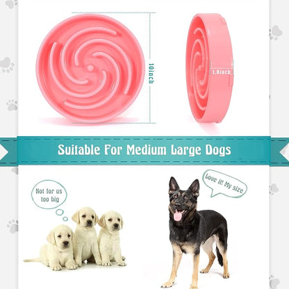 Slow Feeder Maze Puzzle Bowl - Large Dog Non Slip Interactive Food Dishes - Bloat Stop, Choking Prevention - Pink
