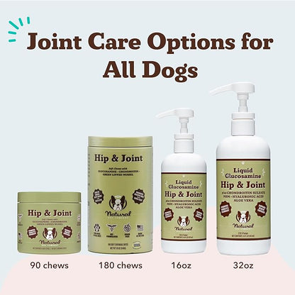 Natural Dog Company Liquid Glucosamine for Dogs, Hip & Joint Oil, Extra Strength Cartilage, Joint Supplement for Dogs, Helps Mobility, Eases Occasional Stiffness, Glucosamine Chondroitin, 32 oz.