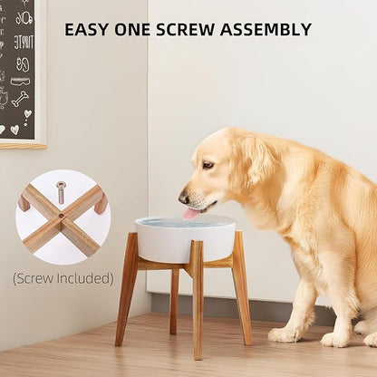 Elevated Dog Bowl Stand, Xlarge Raised Dog Bowl Station for Large Breed Pets, Dog Bowl Holder Fits Up to 11-inches Diameter Bowl, for Water Fountain and Dishes, Acacia Wooden, Stand Only