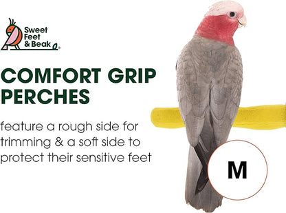 Sweet Feet and Beak Comfort Grip Safety Perch for Bird Cages - Pedicure Perch for Birds to Keep Nails and Beaks in Top Condition - Safe Easy to Install Bird Cage Accessories - M 8.5"