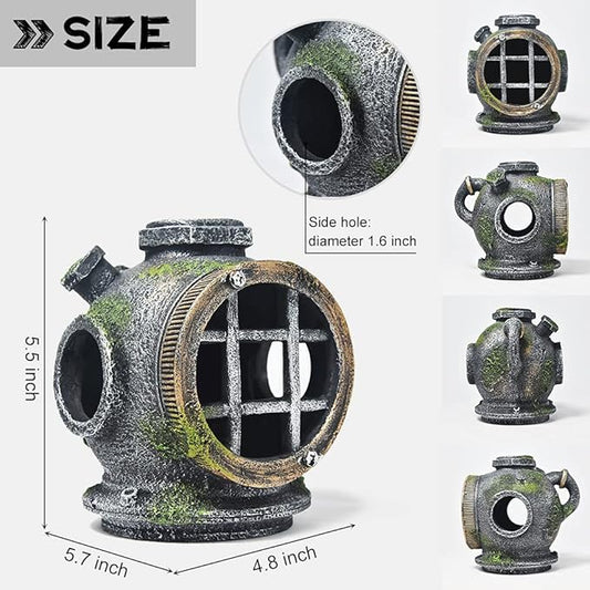 PTFJZ Fish Tank Decorations Betta Fish Accessories Disney Aquarium Decorations Clownfish House for Sleep Rest Hide and Play Scuba Helmet Wreckage Aquarium Décor Backgrounds