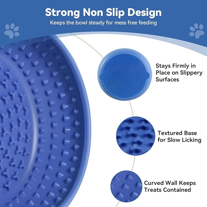 Slow Feeder Dog Bowl, BPA-Free Silicone Lick Mat for Small and Medium Dogs, Non-Slip & Dishwasher Safe (Package)