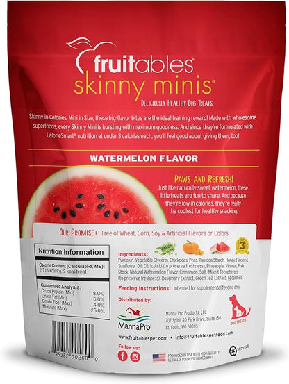 Fruitables Skinny Minis Dog Treats, Healthy Pumpkin Treat for Dogs, Low Calorie & Delicious, Puppy Training, No Wheat, Corn or Soy, Made in the USA, Watermelon Flavor, 5oz