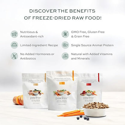 pawTree Freeze-Dried Raw Food for Dogs & Cats. Nutrient-Rich, All-Natural, Complete & Balanced Nutrition. Real Meat, Vegetables & Superfoods, Freeze-Dried for Maximum Nutrition (1.5 lbs, Turkey)
