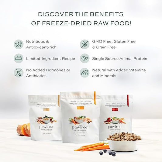pawTree Freeze-Dried Raw Food for Dogs & Cats. Nutrient-Rich, All-Natural, Complete & Balanced Nutrition. Real Meat, Vegetables & Superfoods, Freeze-Dried for Maximum Nutrition (1.5 lbs, Beef)