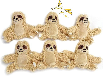 Interactive Squeaky Dog Toy, Replacement Animals Sloth Pack of 6
