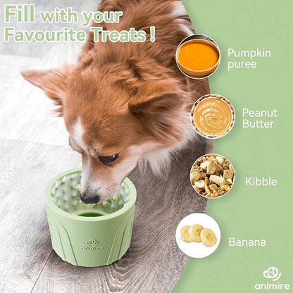 Dog Slow Feeder Lick Bowl, Anxiety Relief Dog Licking Mat Treat Dispenser, Non-Slip Anti-Choking Slow Eating Lick Bowl for Small Medium and Large Breed Dogs, BPA Free Silicone