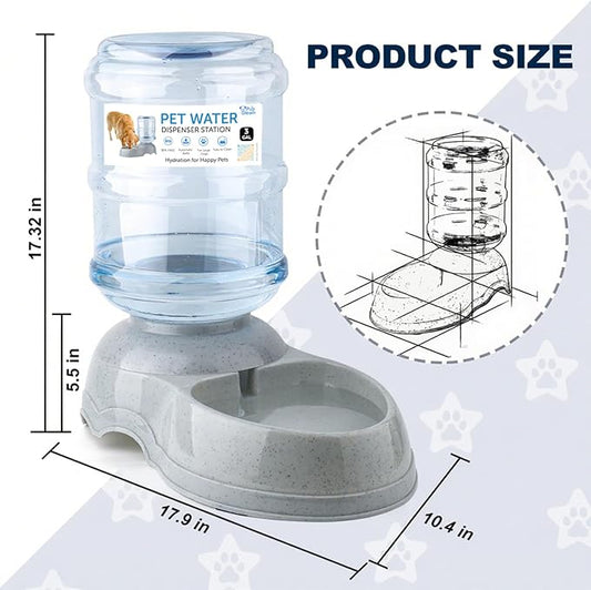 Water Dispenser Station for Large Dogs and Cats, 3 Gallon Large Capacity Gravity Automatic Water Feeder, Indoor Outdoor Dog Drinking Fountain, Dog Water Bowl for Multiple Pets, BPA Free