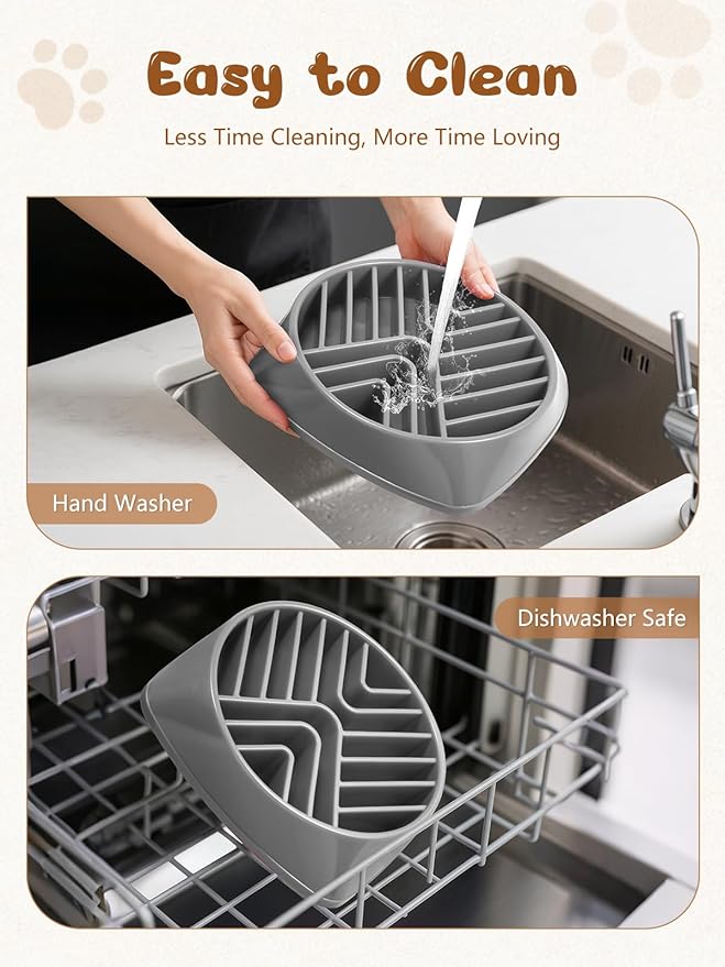 KASBAH Slow Feeder Dog Bowls Large Breed, Holds 5 Cups Wet or Dry Food for Large and Medium Dogs,Puzzle Maze for Fast Eaters,Square Base,Non-Slip, Made Without BPA,Helps Prevent Bloat & Aid Digestion