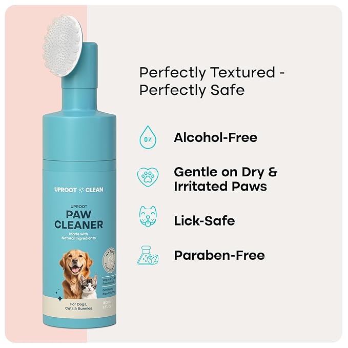 Uproot Clean Dog Paw Cleaner - No-Rinse Paw Cleaner for Dogs - Easy Dog Foot Washer with Bristle Brush - Fragrance-Free Foot Scrubber for Home and On-the-Go - Hypoallergenic & Safe All Dogs