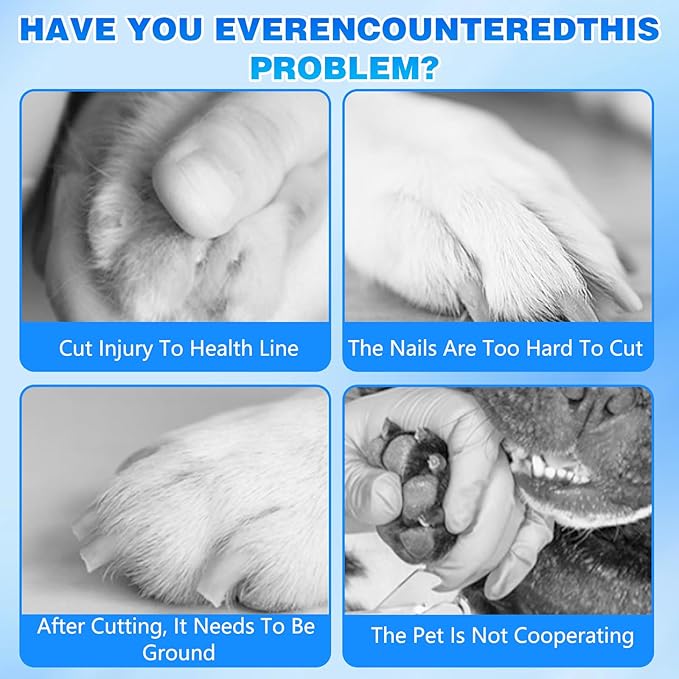 Cat Nail, Safe Cut Cat Nail Trimmer, Electric Pet Nail Grinder with LED Lights, Rechargeable Dog Nail Grinder, Two-Speed with 360° Grinding Settings, Ultra-Quiet＆Powerful for All Cats＆Dogs (White)