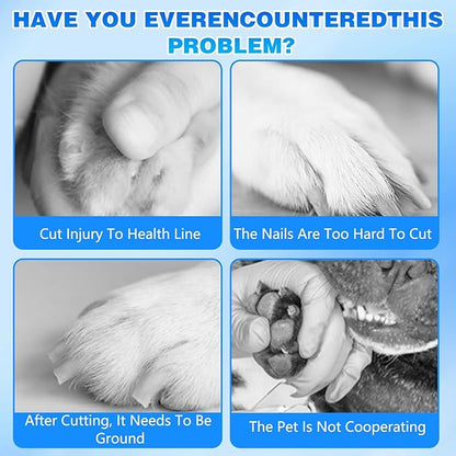 Cat Nail, Safe Cut Cat Nail Trimmer, Electric Pet Nail Grinder with LED Lights, Rechargeable Dog Nail Grinder, Two-Speed with 360° Grinding Settings, Ultra-Quiet＆Powerful for All Cats＆Dogs (White)