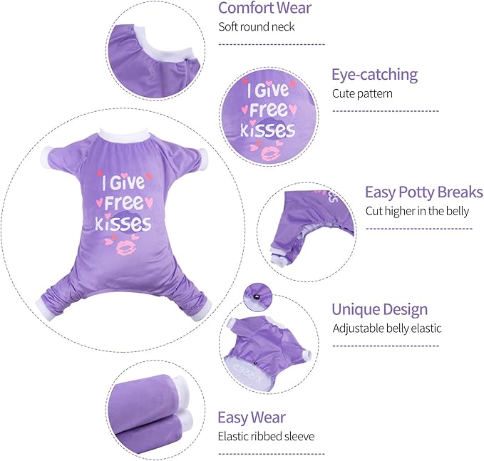 CuteBone Trend Letters Dog Pajamas Clothes Soft Puppy Pjs for Small Dogs P246S