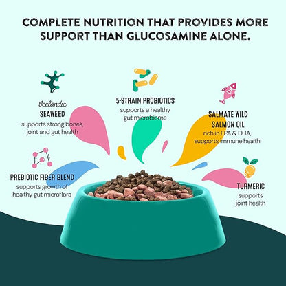 Hip & Joint Supplements for Dogs | Probiotic & Prebiotic Benefits with Wild Salmon Omega 3s to Help Your Dog Reach New Heights | All Breeds and Sizes | 120 Count