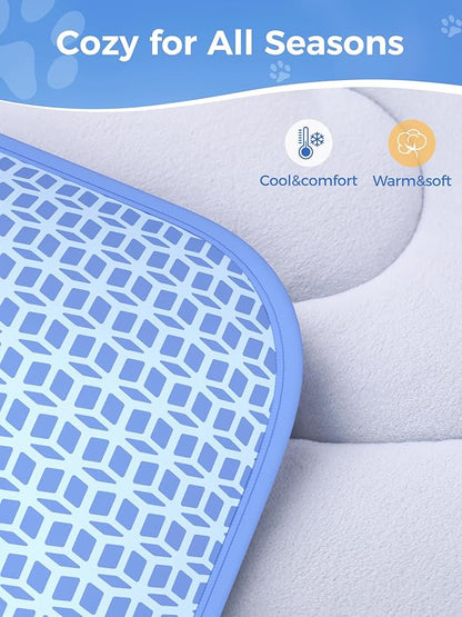 Rywell Dog Cooling Mat ,36*27 Super Thick & Comfortable Cooling Mat for Large Dog with Arc-Chill 3.0 & PCM Tech(Q-Max>0.5), Endothermic Color Changing&Dual Sided for All-Year Use, Portable for Pet Bed