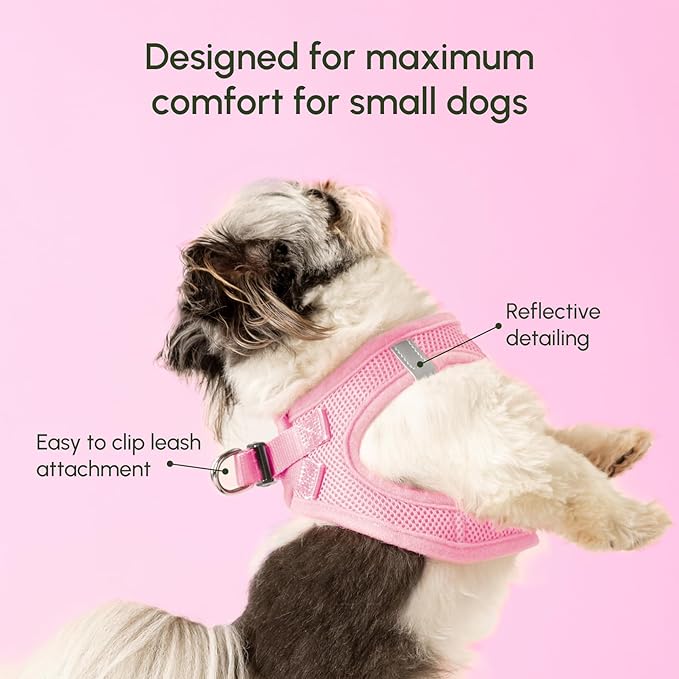 Downtown Pet Supply Step in Dog Harness for Large Dogs - Adjustable, Escape Proof Dog Harness with Reflective Trim - All-Weather, Fast-Drying Padded Mesh Fabric - Baby Pink, L