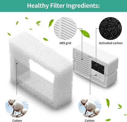 Cat Fountain Replacement Filters, 16 Carbon Filters with 4 Foam Filters, Compatible with Ceramic Cupcake and Wave Cat Fountain and 67oz/2L Stainless Steel Cat Water Fountain(20PACK)