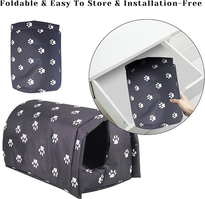 Fhiny Stray Cats Shelter, Waterproof Outdoor Cat House Foldable Warm Pet Cave for Winter Wild Animal Tent Bed Anti-Slip Kitten Cave for Feral Cat Dog Puppy Weatherproof Black (L:21.7"×16"×14.5")
