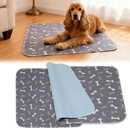 Puppy Pad with Pheromones, Puppy Pad Pee Pads, 100% Waterproof Reusable Washable Pee Pads for Dog & Cat, Absorbent/Leak-Proof/Anti-Slip Pet Training Pads (Gray, M:27.6×31.5"（Pack of 2）)