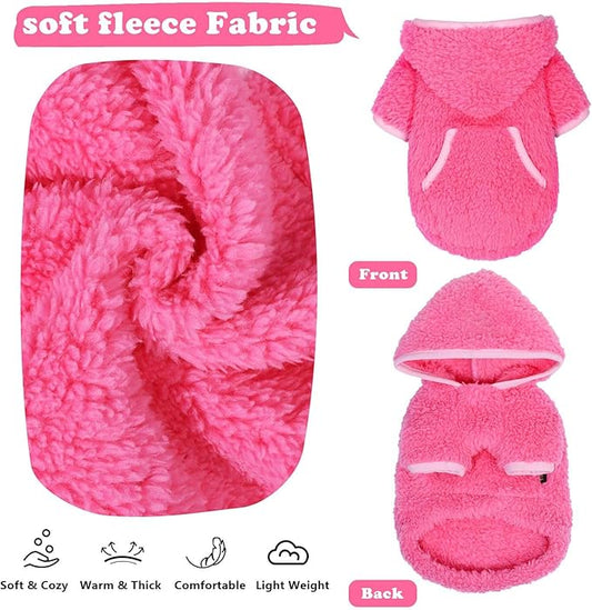 Dog Sweater Dog Winter Clothes for Small Dogs Boy Girl Pet Hoodies Puppy Cold Weather Coats Fall Doggie Sweatshirt for Chihuahua Yorkie Cat Sweater Costumes (Rose, Small)