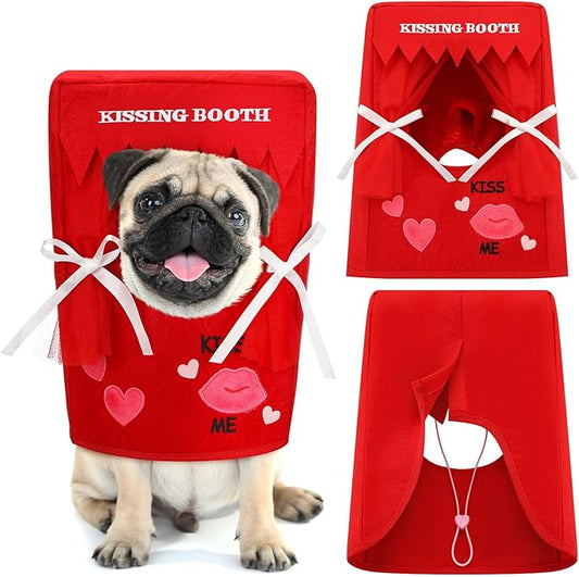 Solsew Valentine Dog Costume Kissing Booth Headpiece for Dog and Cats Cute Pup Kissing Booth Pet Headwear Costume Gift for Holiday Birthday Party(S/m)
