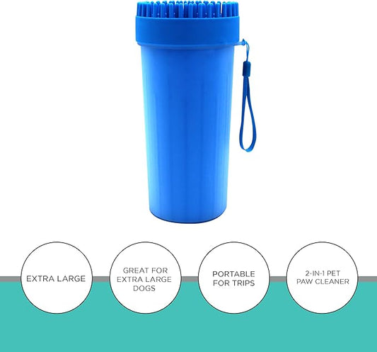 2-in-1 Pet Paw Cleaner - Extra Large - For Extra Large Dogs Like German Shepherds, Great Danes, St. Bernards, Boxers, and Mastiffs - Portable