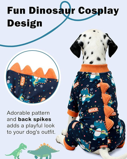 CuteBone Dinosaur Costume Dog Pajamas, Stretchy Spandex Crystal Velvet Sleepwear Coat for Small Dogs, Soft & Warm Pet Outfit Clothes for Cold Weather, Cozy Pullover Design COSP19L