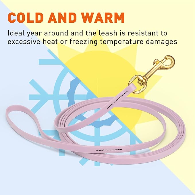 Viper Biothane K9 Working Dog Leash Waterproof Lead for Tracking Training Schutzhund Odor-Proof Long Line with Solid Brass Snap for Puppy Medium and Large Dogs, 10ft Pastel Purple