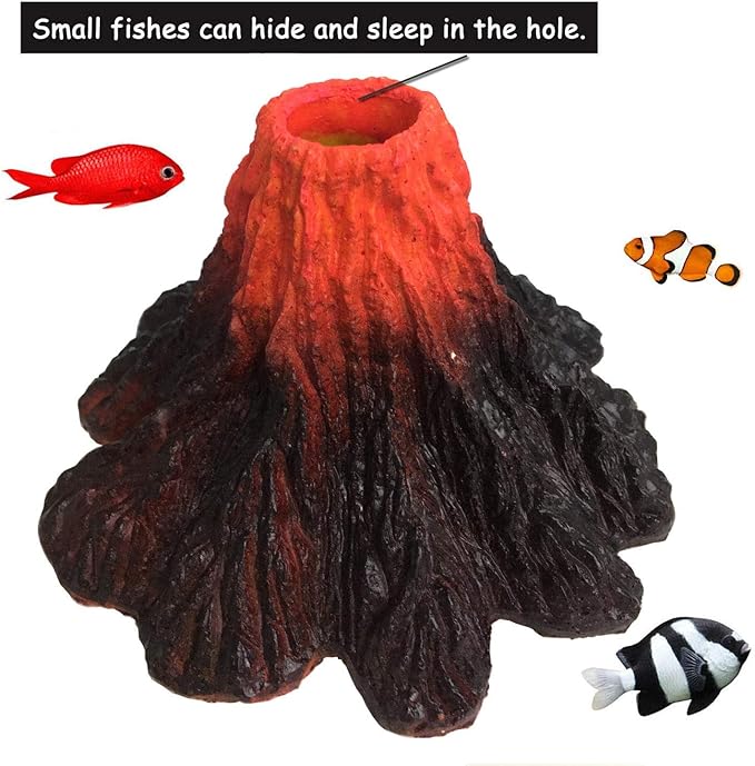 S-Lifeeling Tank Decoration Volcano Ornament Aquarium Decorations Volcanic Stone for Fish Tank (M)