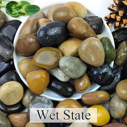 YISZM 20lbs Natural River Rocks, 1"-2" Premium Pebbles for Garden and Landscape Design, Hand-Picked Smooth Stones for Fish Tank, Flower Pots, Indoor Water Fountains, Pathways, Backyard