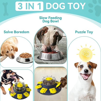 Dog Treat Puzzle Slow Feeder Toys, Dog Food Treat Dispenser/Slow Feeder/Interactive Enrichment Toys for Large/Medium/Small Dogs, Puppy Boredom Buster and Mentally Stimulating, Level 2 in 1