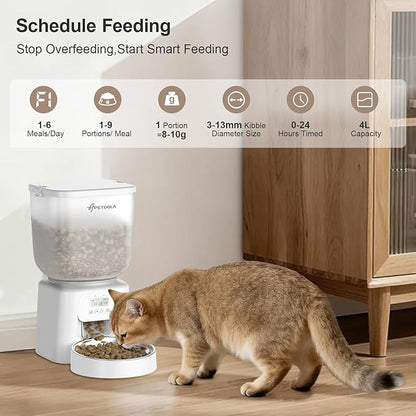 Automatic Cat Feeder, 5L/21Cups Timed Cat Dry Food Dispenser with Dual Power Supply, Programmable Portion Control, Auto Pet Feeder for Cats and Dogs