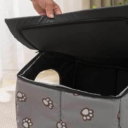 VARMTOR Outdoor Cat House, Cat Houses for Outdoor Cats, Weatherproof Warm and Insulated Cat House with Transparent Curtain Pet House, Stray Cats Shelter