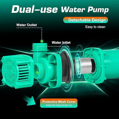 1/5HP Pond Pump, 2200GPH Waterfall Pump with Protective Mesh Filter for Koi Pond Pool Waterfall Fountains Fish Tank and Aquarium…