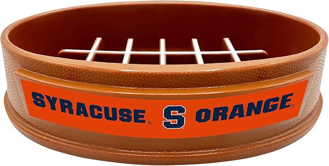 NCAA Super-Bowl - Syracuse Orange Slow Feeder Dog Bowl. Football Design Slow Feeding Cat Bowl for Healthy Digestion. Non-Slip Pet Bowl for Large & Small Dogs & Cats
