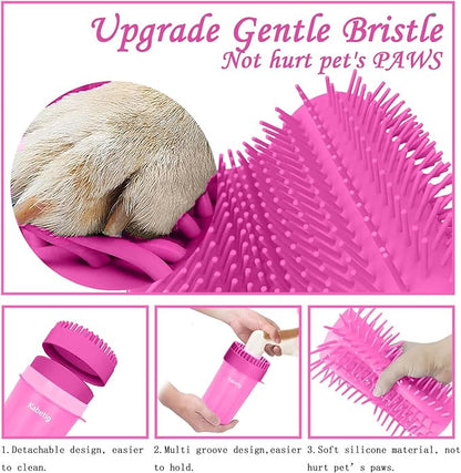 Dog Paw Cleaner & Washer for Large/Extra Large Breeds - Muddy Paws Easy Cleaning Cup for Big Dogs - Includes 3 Absorbent Towels(Pink)