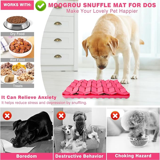 Snuffle Mat for Dogs 2 Pack,Silicone Interactive Dog Mat No Hurt for Dog's Nose for Smell Training and Slow Eating,Encourages Natural Foraging Skills and Stress Relief for Dog Mental Stimulation Toys