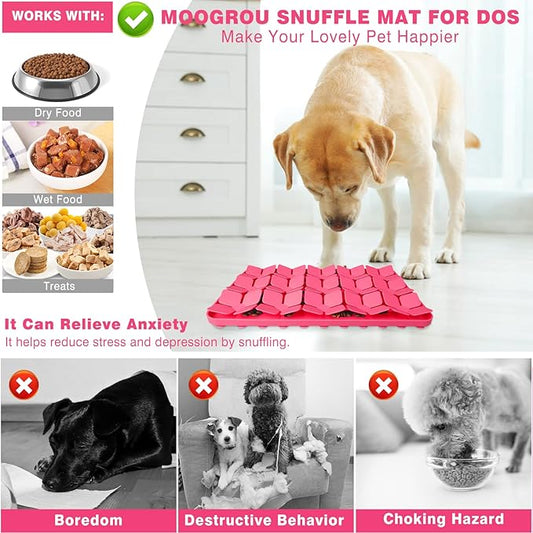 Snuffle Mat for Dogs,Premium Silicone Dog Food Mat 8“x13”Interactive Feed Game for Boredom,Encourages Natural Foraging Skills and Stress Relief for Medium Pets Smell Training Slow Feed Mat P